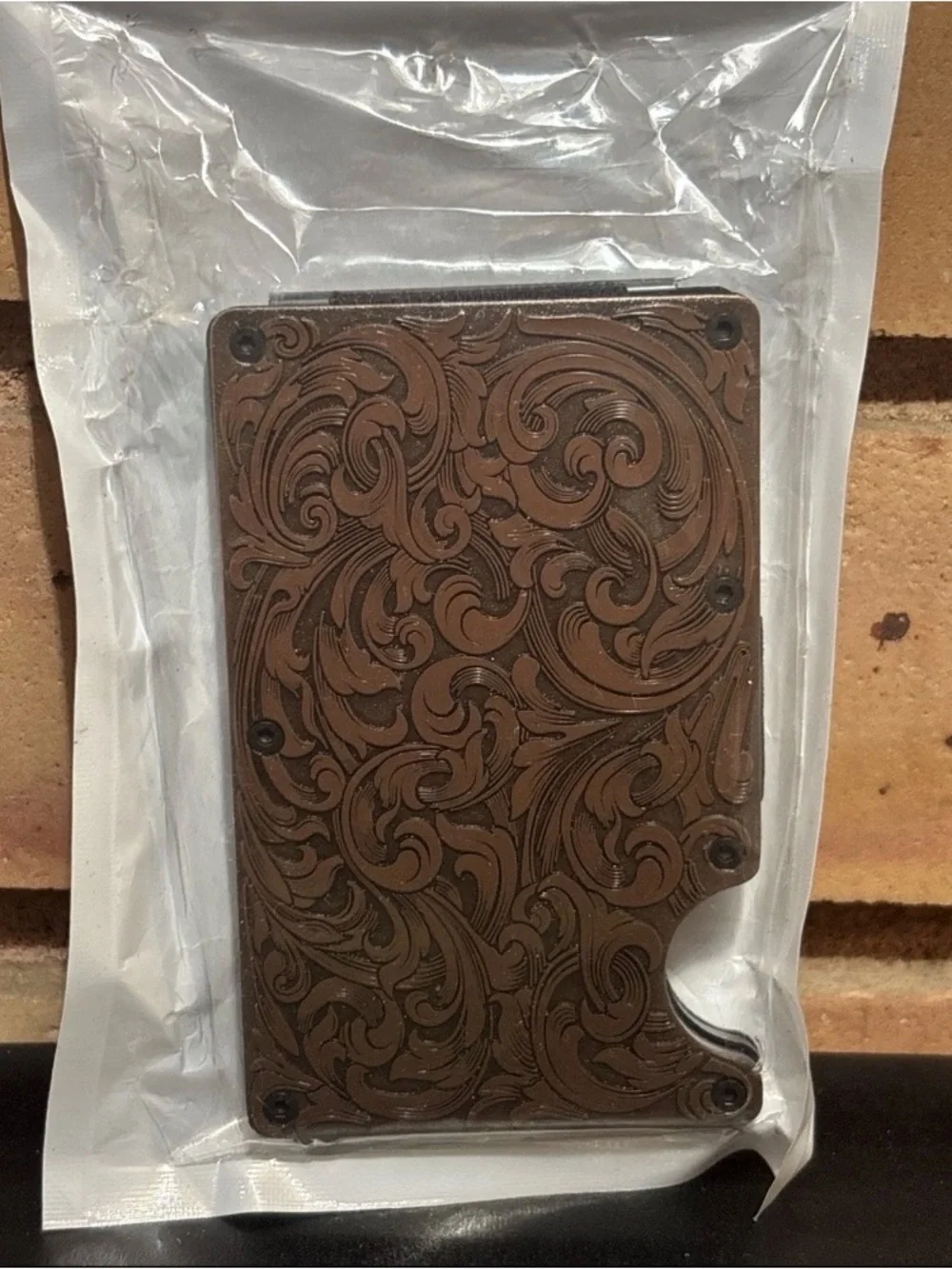 2 ITERA Copper And Silver Western Style Floral Engraved RFID Card Holder Wallet